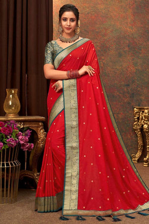 Rose Red Silk Saree