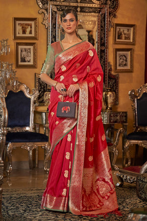 red silk saree