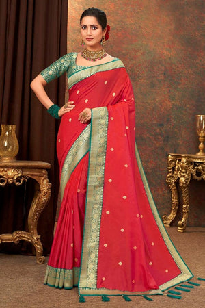 Scarlet Red Silk Saree