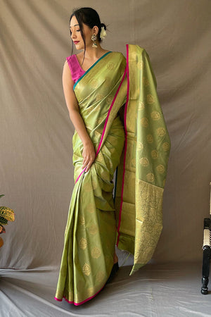 Sheen Green Silk Saree