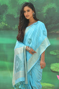 Sky Blue Silk Saree sarees for women