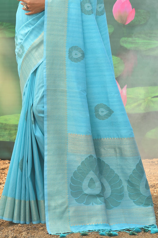 Sky Blue Silk Saree fancy saree
