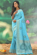 Sky Blue Silk Saree blue silk saree