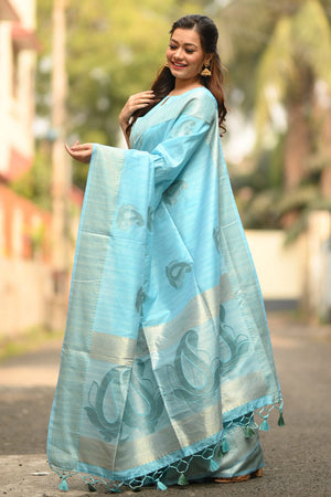 Sky Blue Silk Saree