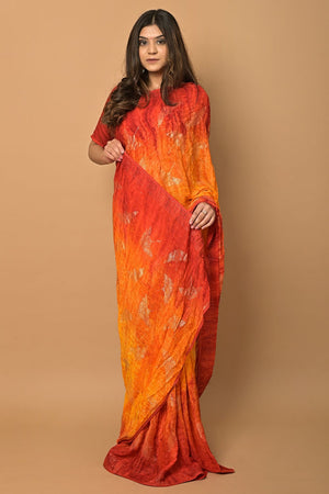 Tangerine Orange Silk Saree