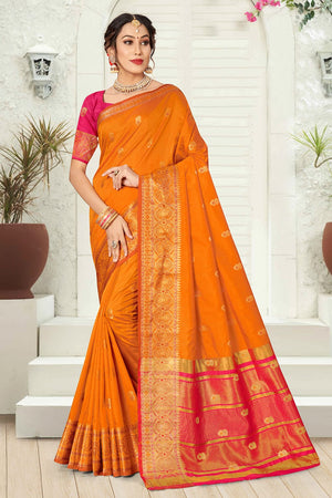 Tangerine Orange Silk Saree