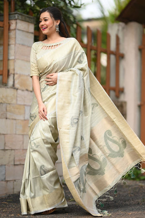 Tea Green Silk Saree