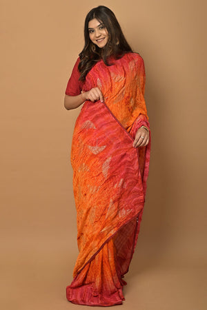 Tiger Orange Silk Saree