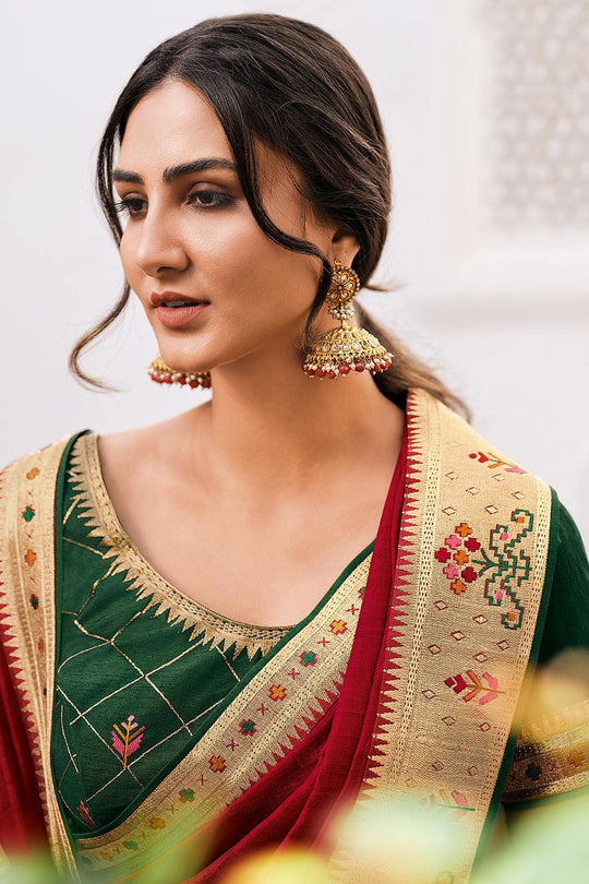 Apple Red South Silk Saree silk saree