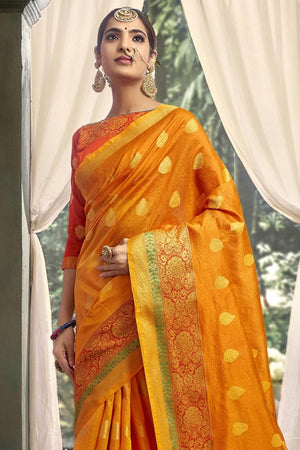 Apricot Orange South Silk Saree