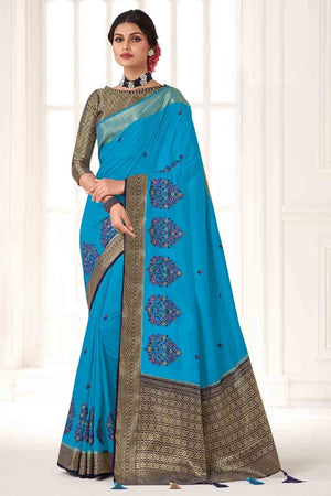 Arctic Blue South Silk Saree
