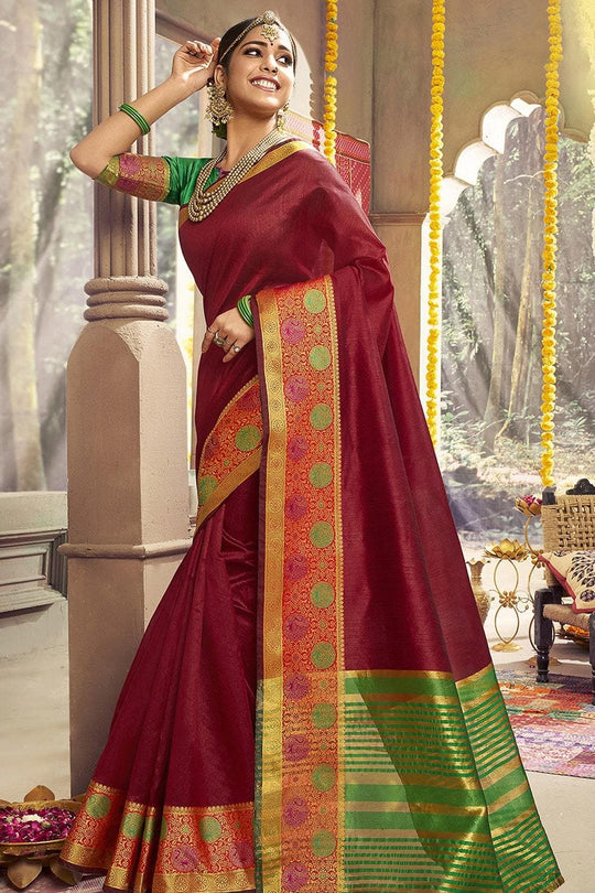 Blood Red South Silk Saree Blood Red South Silk Saree