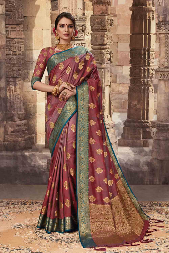 Brick Brown Zari Woven Beautiful South Silk Saree South Silk Saree Brick Brown Zari Woven Beautiful South Silk Saree saree online