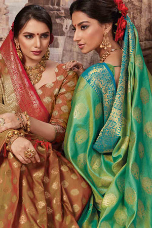 South Silk Saree Bright Green Zari Woven Beautiful South Silk Saree saree online