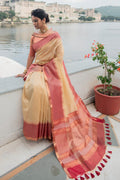 British Tan Cream South Silk Saree silk saree online