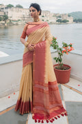 British Tan Cream South Silk Saree south silk saree