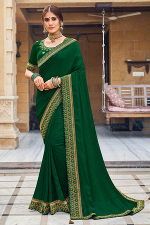 Cadmium Green South Silk Saree