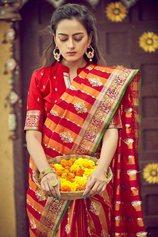 Candy Red South Silk Saree South Silk Saree Candy Red South Silk Saree saree online