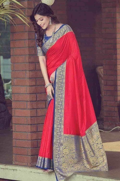 Carmine Red South Silk Saree Carmine Red South Silk Saree