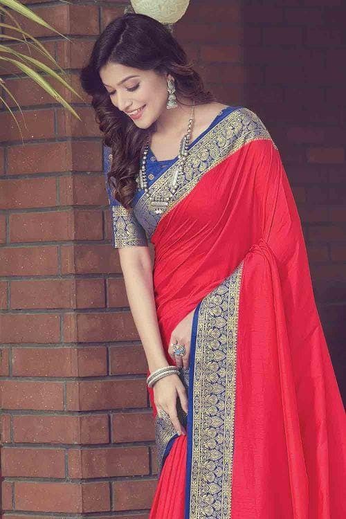 Carmine Red South Silk Saree Carmine Red South Silk Saree