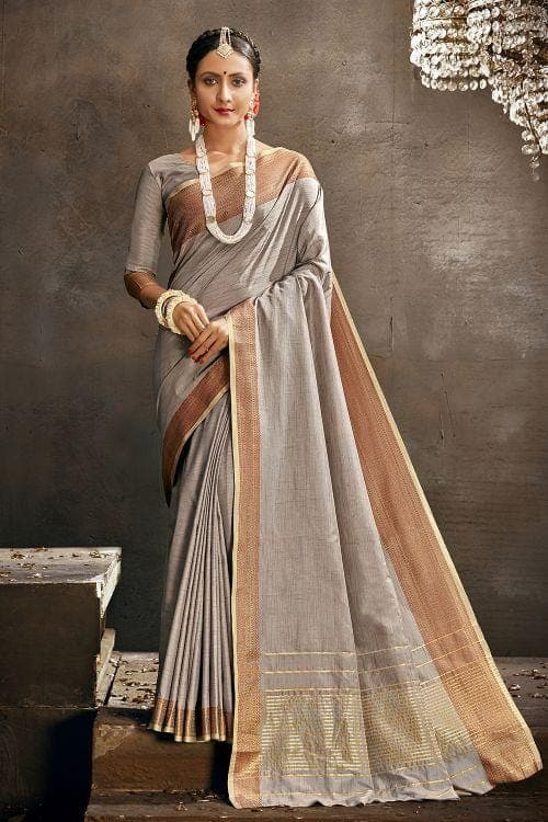 Cloudy Grey South Silk Saree south indian silk saree online