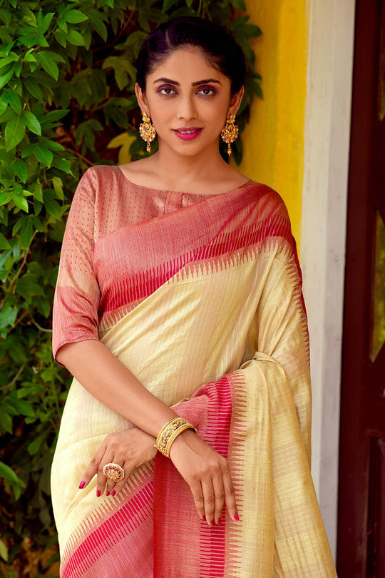 Cream White South Silk Saree south silk saree price