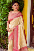 Cream White South Silk Saree south silk saree