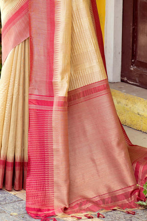 cream south silk saree