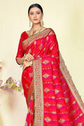 Crimson Red Kairi Pattern South Silk red south silk saree