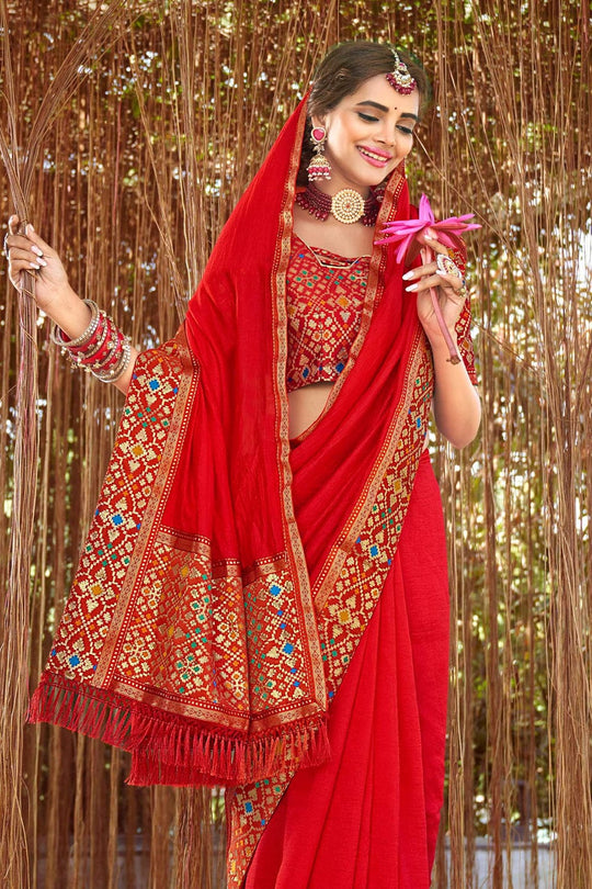 Crimson Red South Silk Saree silk saree