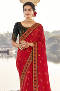 Crimson Red South Silk Saree silk saree