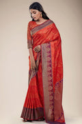 Flamingo Orange South Silk Saree best south silk saree online