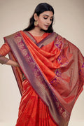 Flamingo Orange South Silk Saree best south silk saree online