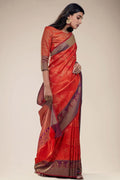 Flamingo Orange South Silk Saree best south silk saree online