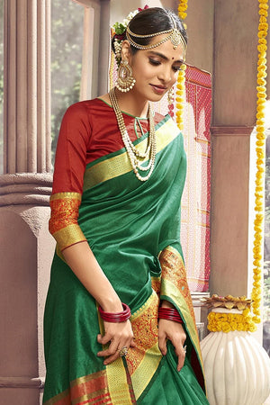 Forest Green South Silk Saree