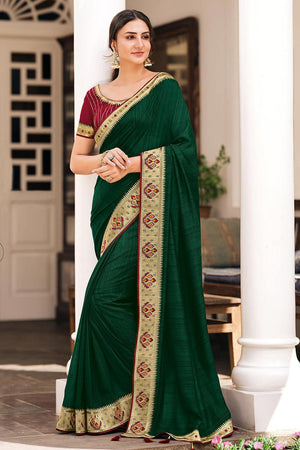 Forest Green South Silk Saree