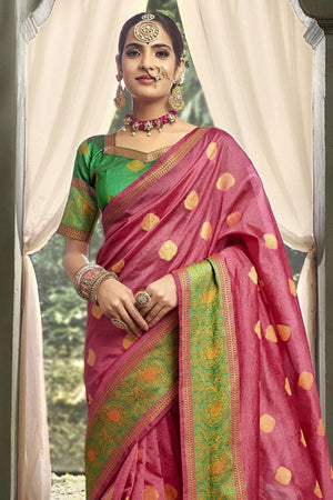 Garnet Pink South Silk Saree