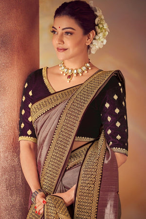 Grape Purple Woven South Silk Saree