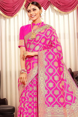 Hot Pink South Silk Saree