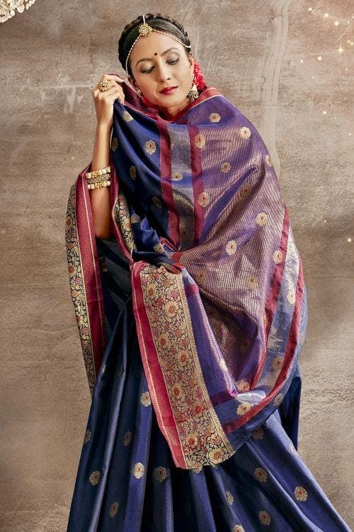 Indigo Blue South Silk Saree blue south silk saree