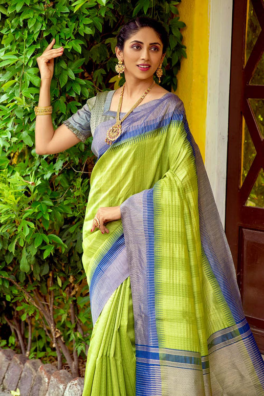 Leaf Green South Silk Saree green silk saree