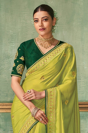 Lime Green South Silk Saree