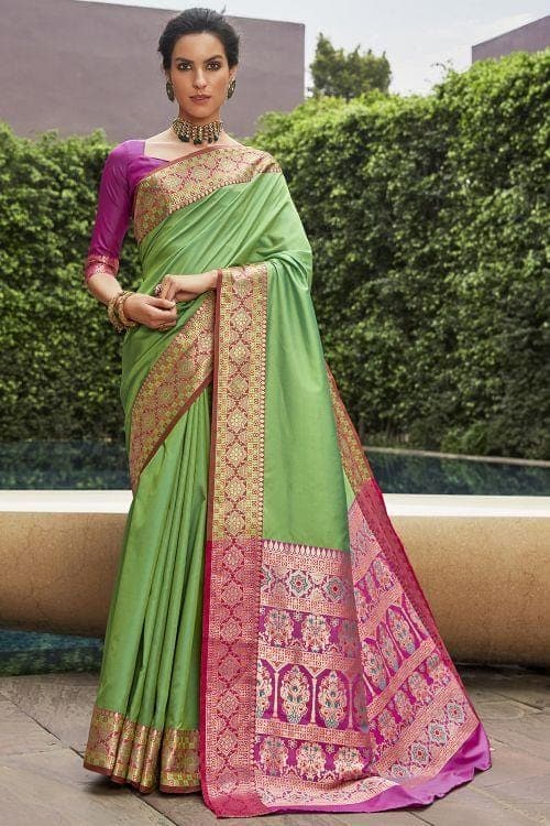 Lime Green South Silk Saree south silk saree price
