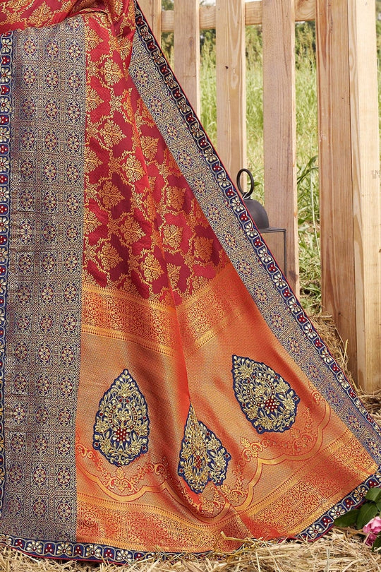 Maroon Red Woven South Silk Saree South Silk Saree Maroon Red Woven South Silk Saree saree online