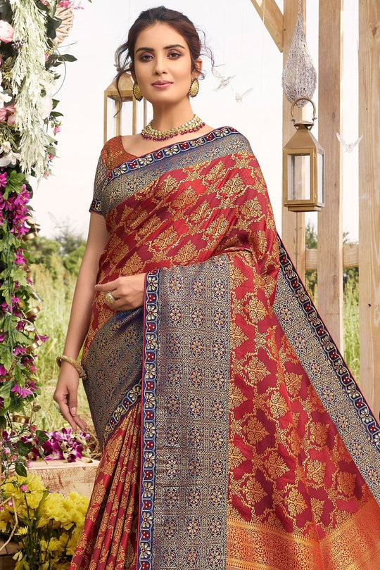 Maroon Red Woven South Silk Saree South Silk Saree Maroon Red Woven South Silk Saree saree online