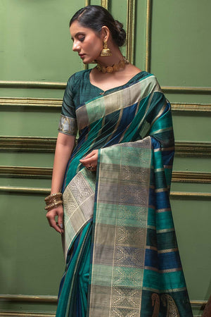 Moss Green Kairi Patterned South Silk Saree