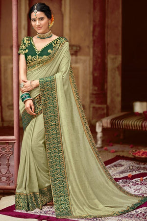 Moss Green South Silk Saree
