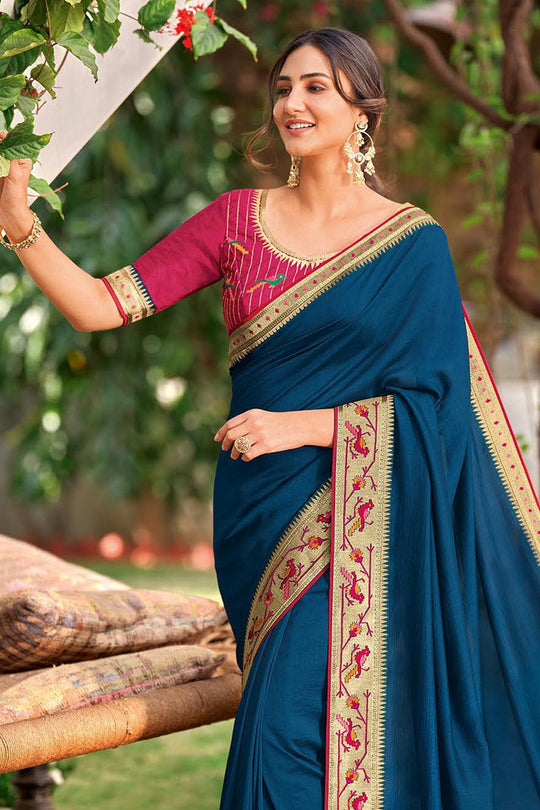 Navy Blue South Silk Saree silk saree