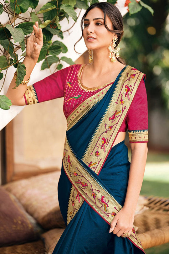 Navy Blue South Silk Saree silk sarees