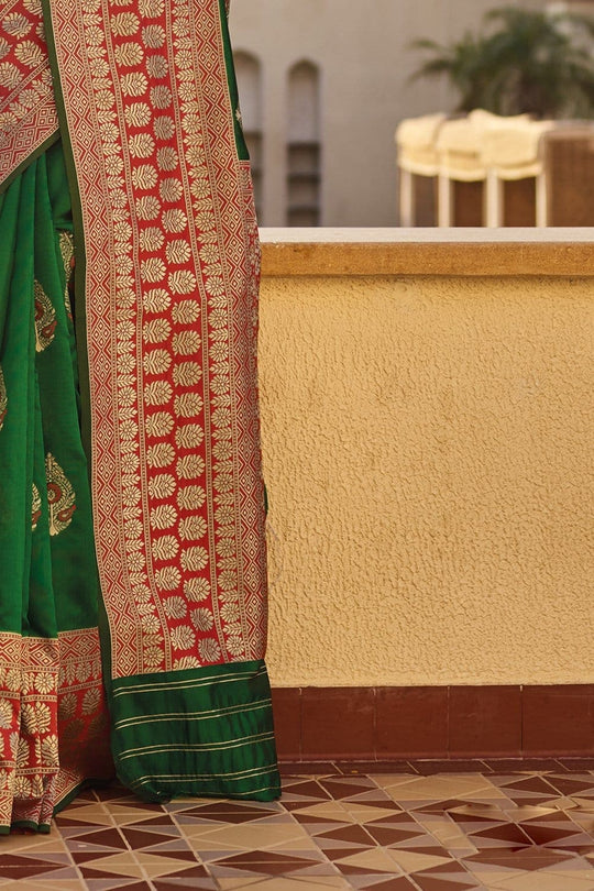 Pine Green Woven South Silk Saree South Silk Saree Pine Green Woven South Silk Saree saree online